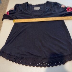 Anthropologie Women’s Top Lace Cutwork embroidered floral Blouse S  100% cotton